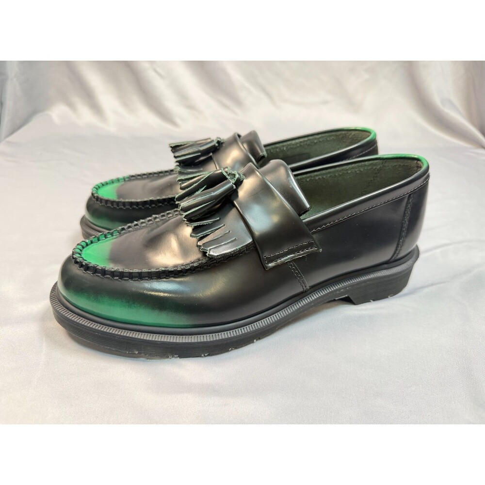 Dr Martens Adrian Tassel Loafer Arcadia Black Green Rub Off Mens 11 BNWOB Casual